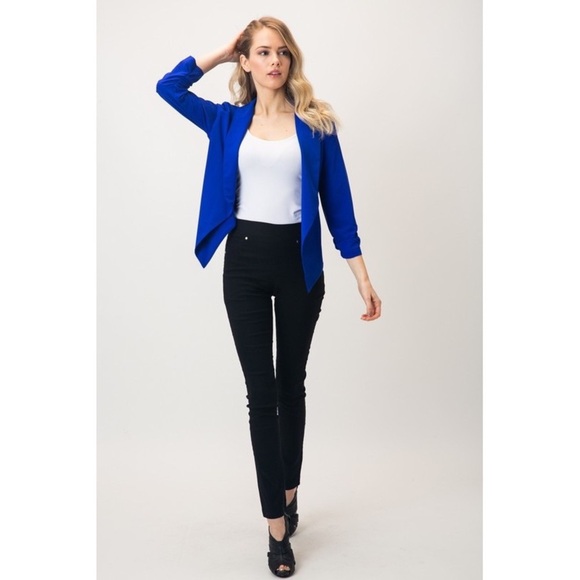 Royal Blue Curvy Lightweight Open Front Blazer - Picture 1 of 6